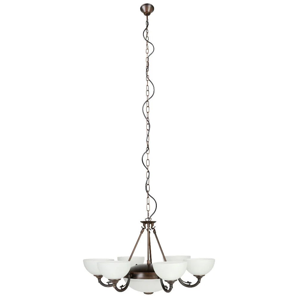Eglo Savoy 8 Light Pendant Oil Rubbed Bronze / White - 205121 - Mases LightingEglo