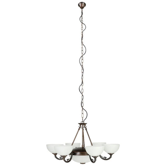 Eglo Savoy 8 Light Pendant Oil Rubbed Bronze / White - 205121 - Mases LightingEglo