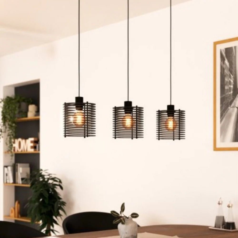 Eglo SEGOVIA Pendant 3 Lights Black Steel - 900738N - Mases LightingEglo