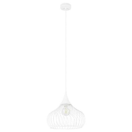 Eglo Staverton 1 Light Pendant White Steel - 205158N - Mases LightingEglo