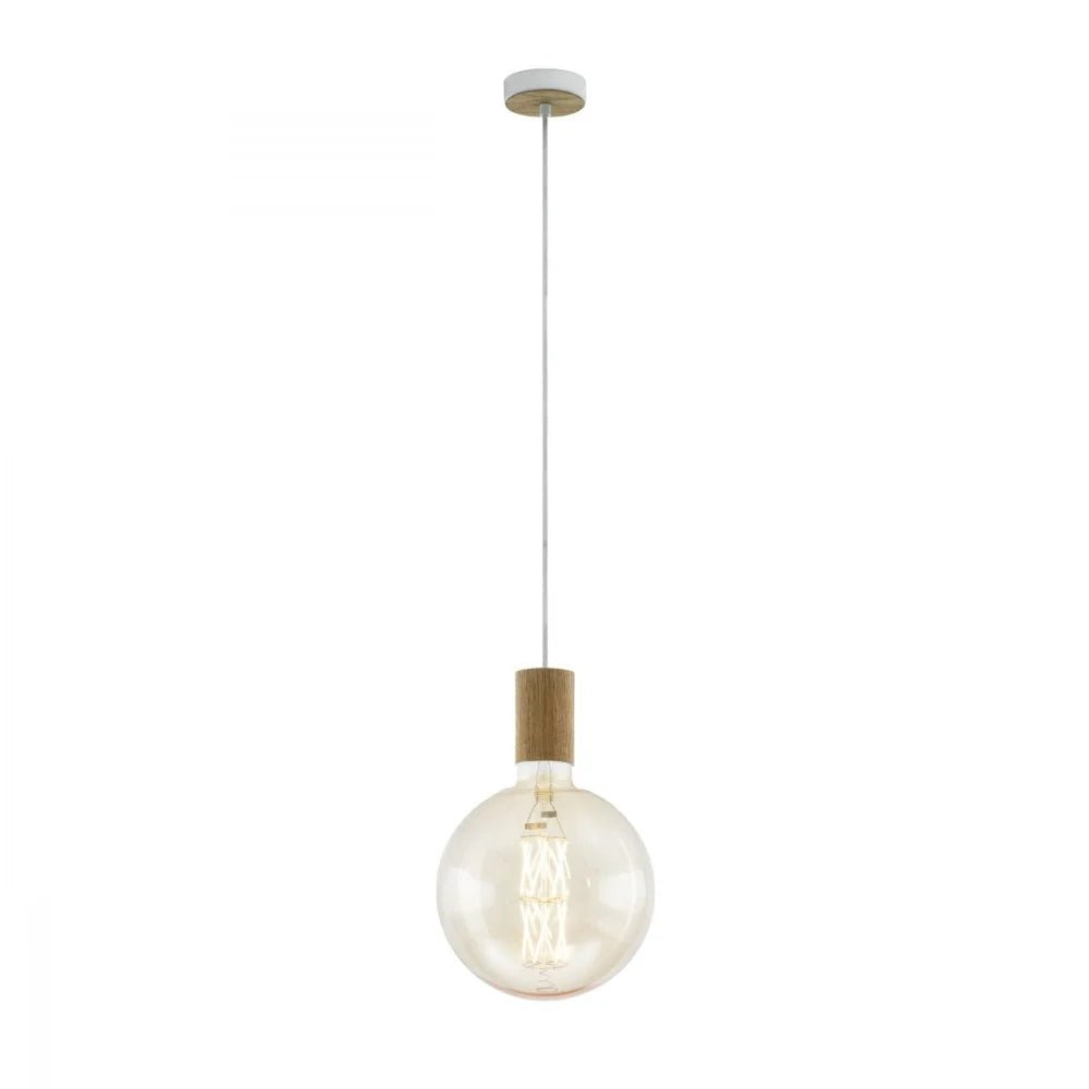Eglo Tavistock 1 Light Pendant Creme Oak 100mm - 49071N - Mases LightingEglo