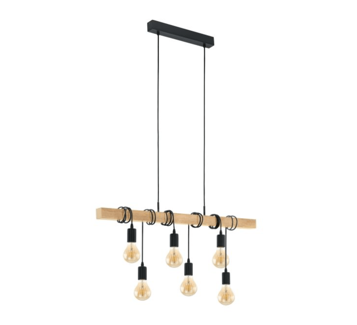 Eglo Townshend 6 Light Pendant Black & Brown - 95499 - Mases LightingEglo