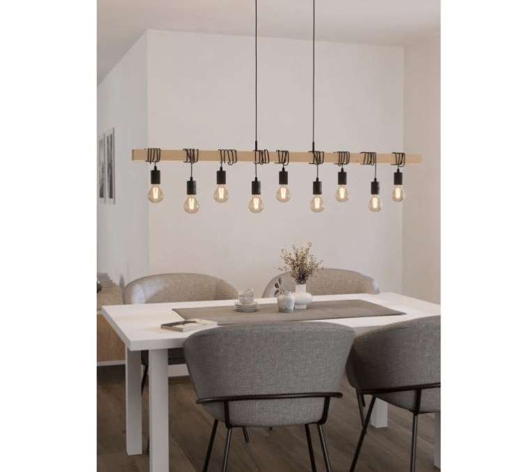 Eglo Townshend 9 Light Pendant Black & Brown - 49744 - Mases LightingEglo
