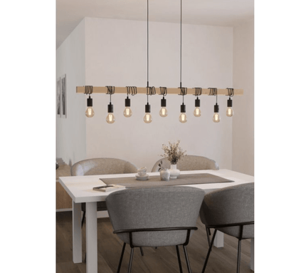 Eglo Townshend 9 Light Pendant Black & Brown - 49744 - Mases LightingEglo