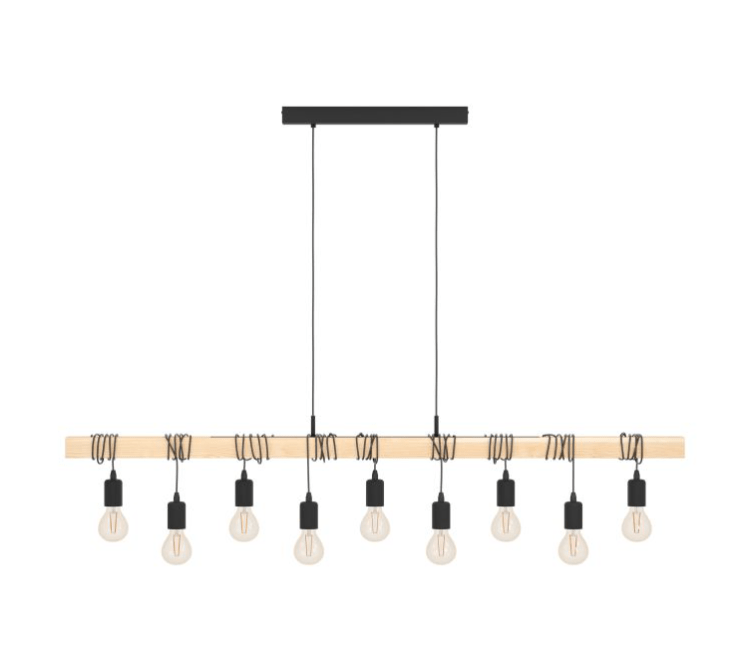 Eglo Townshend 9 Light Pendant Black & Brown - 49744 - Mases LightingEglo