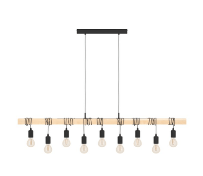 Eglo Townshend 9 Light Pendant Black & Brown - 49744 - Mases LightingEglo
