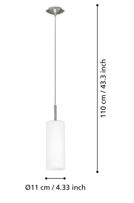 Eglo Troy 1 Light Pendant Satin Nickel & White 110mm - 85977 - Mases LightingEglo