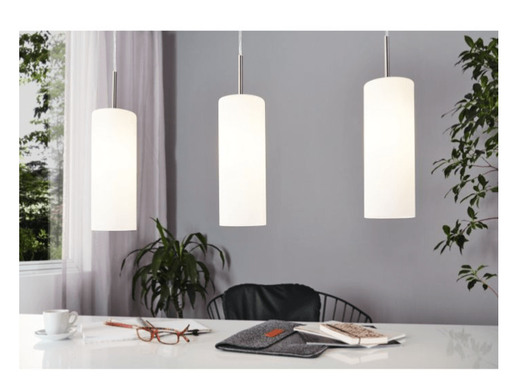 Eglo Troy 3 Light Pendant Satin Nickel & White - 85978 - Mases LightingEglo