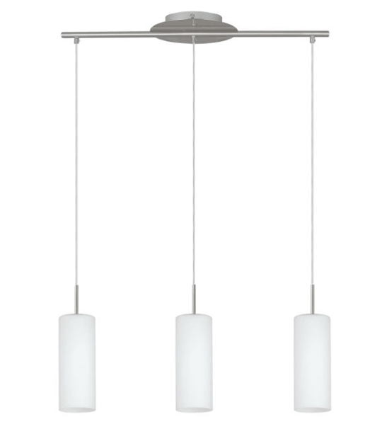 Eglo Troy 3 Light Pendant Satin Nickel & White - 85978 - Mases LightingEglo