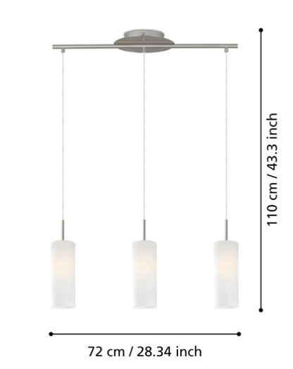 Eglo Troy 3 Light Pendant Satin Nickel & White - 85978 - Mases LightingEglo