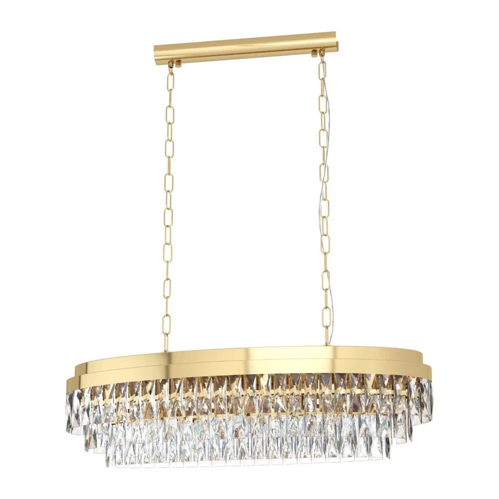 Eglo Valparaiso 10 Light Pendant Gold Coloured & Crystal - 39462 - Mases LightingEglo