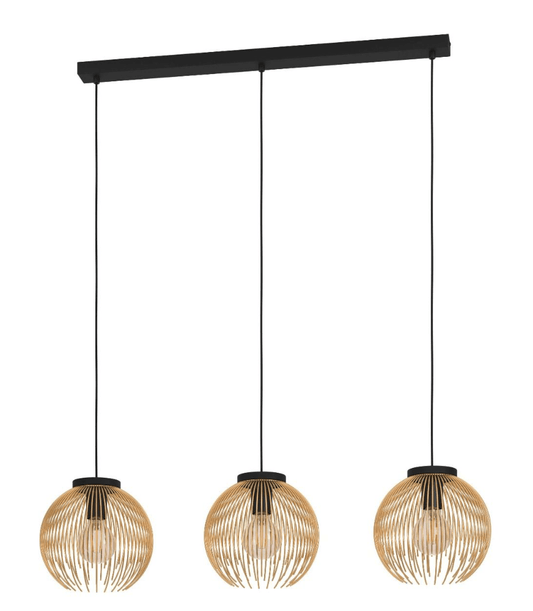 Eglo VENEZUELA Pendant 3 Lights Black / Gold Steel - 900167N - Mases LightingEglo