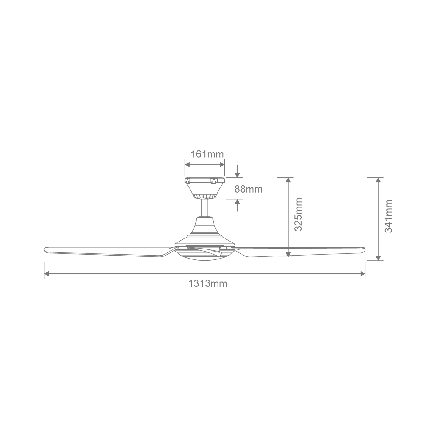 FRESCO 52" DC 4 Blade Ceiling Fan | White or Black | With Light or Without Light - Mases LightingDomus