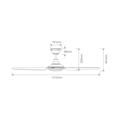 FRESCO 52" DC 4 Blade Ceiling Fan | White or Black | With Light or Without Light - Mases LightingDomus