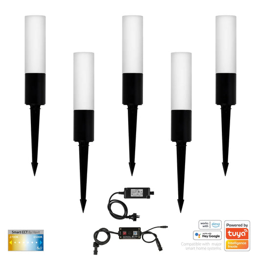 Havit Akril Aluminium Black CCT Garden Spike 5 Light Kit - HV1449CCT - BLK - KIT - Mases LightingHavit Lighting