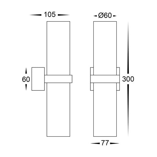 Havit Albast Up & Down Wall Light with Alabaster Glass Black or Brass - HV8079T - Mases LightingHavit Lighting
