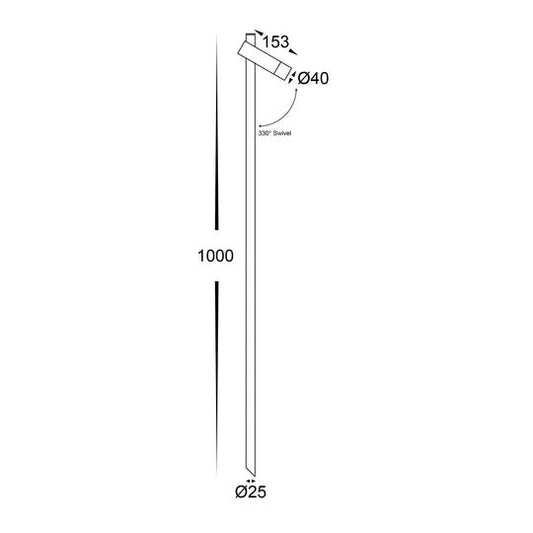 Havit Forgo Aluminium Black Single Adjustable Bollard Light with Spike - HV1591T - 1 - BLK - 24V - Mases LightingHavit Lighting