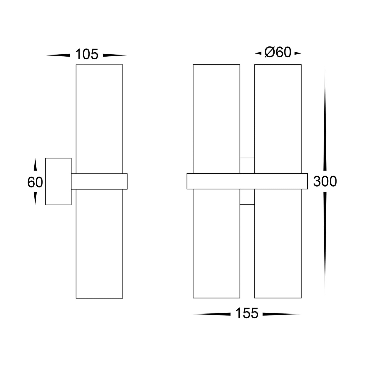 Havit Luz Double Black TRI Colour Up & Down Wall Pillar Lights - Mases LightingHavit Lighting