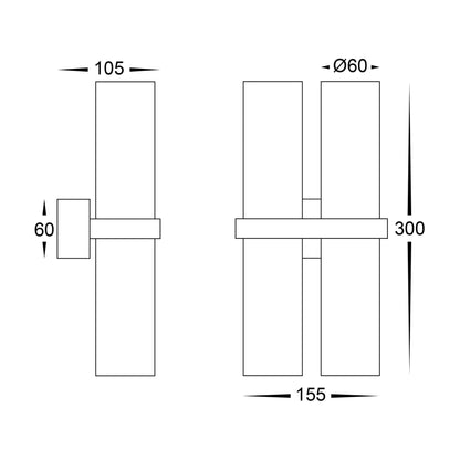 Havit Luz Double Black TRI Colour Up & Down Wall Pillar Lights - Mases LightingHavit Lighting