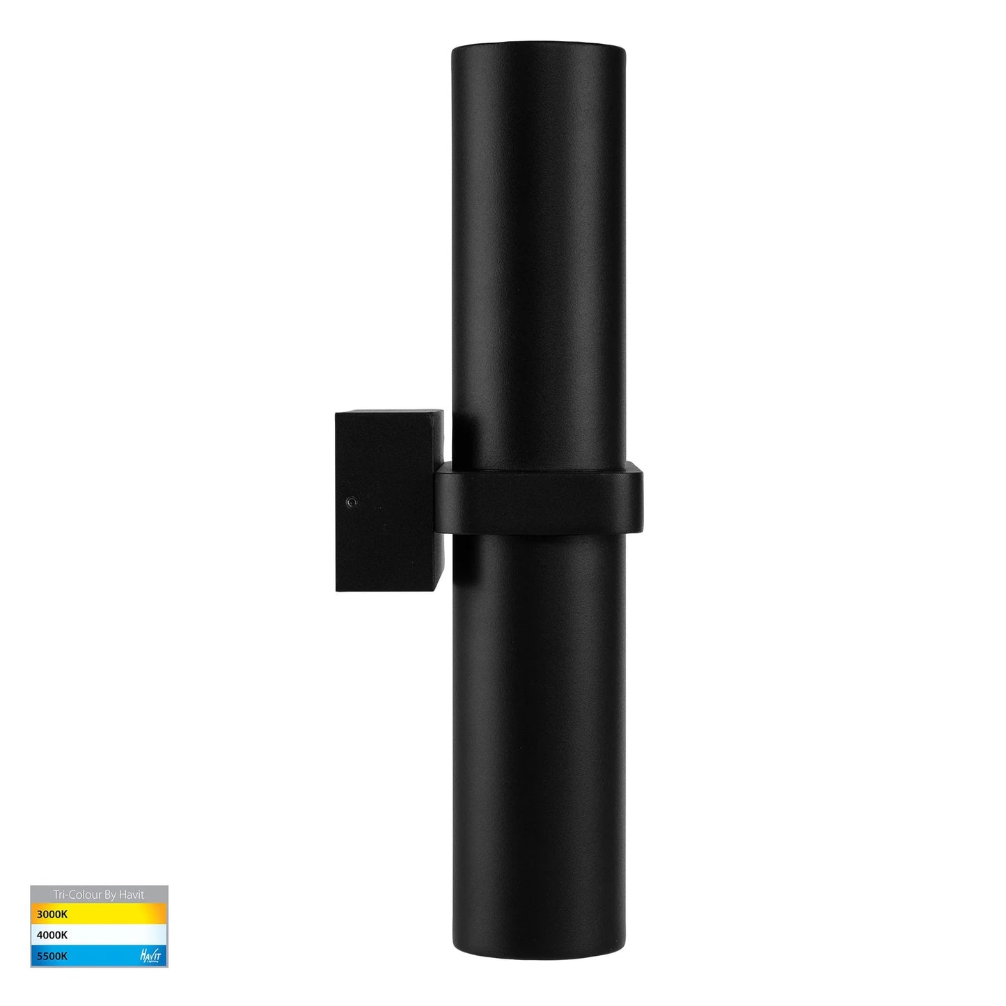 Havit Luz Double Black TRI Colour Up & Down Wall Pillar Lights - Mases LightingHavit Lighting