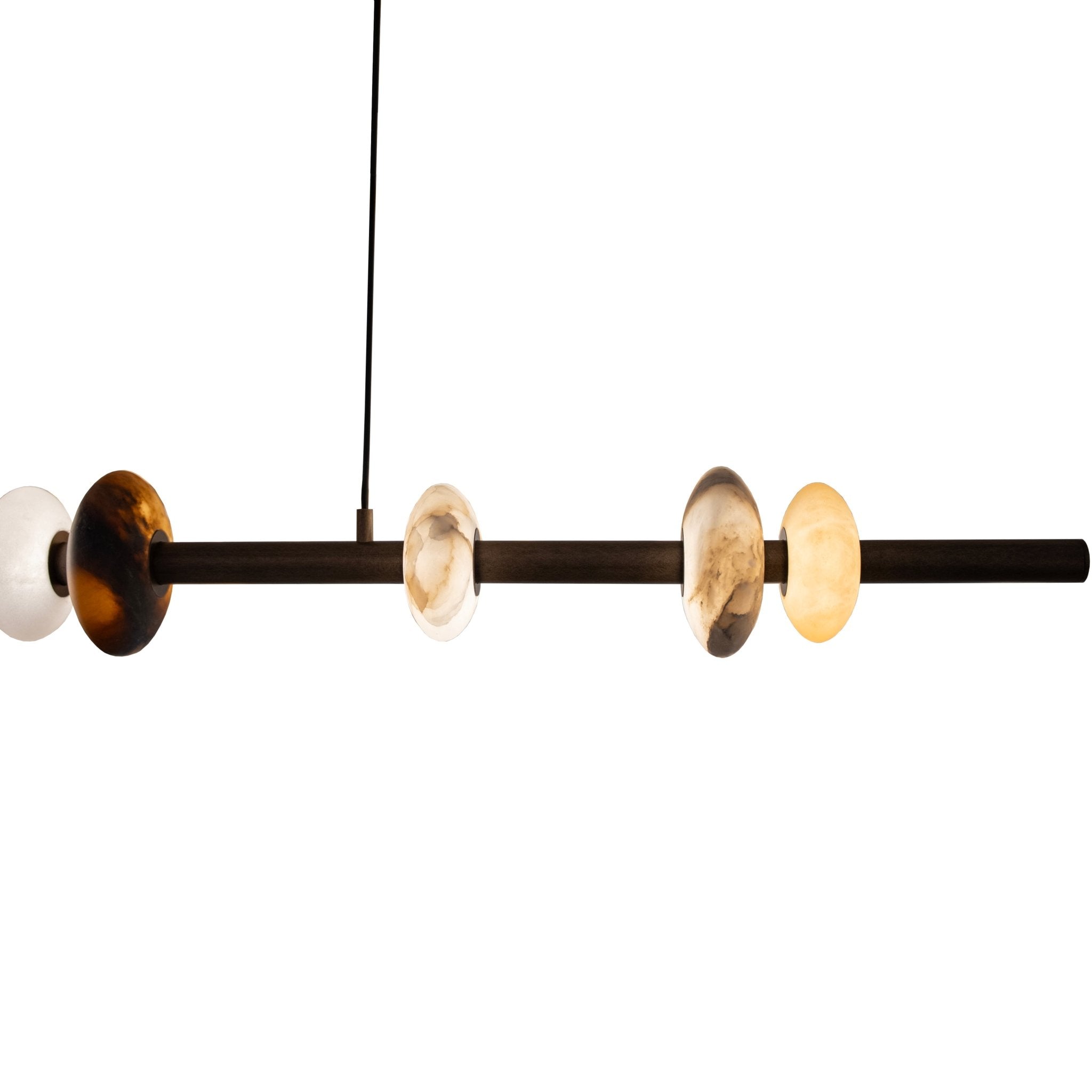 Hoops Pendant Light in Antique Brass, Brass or Black with Marble Details | Lighting Creations - Mases LightingLighting Creations
