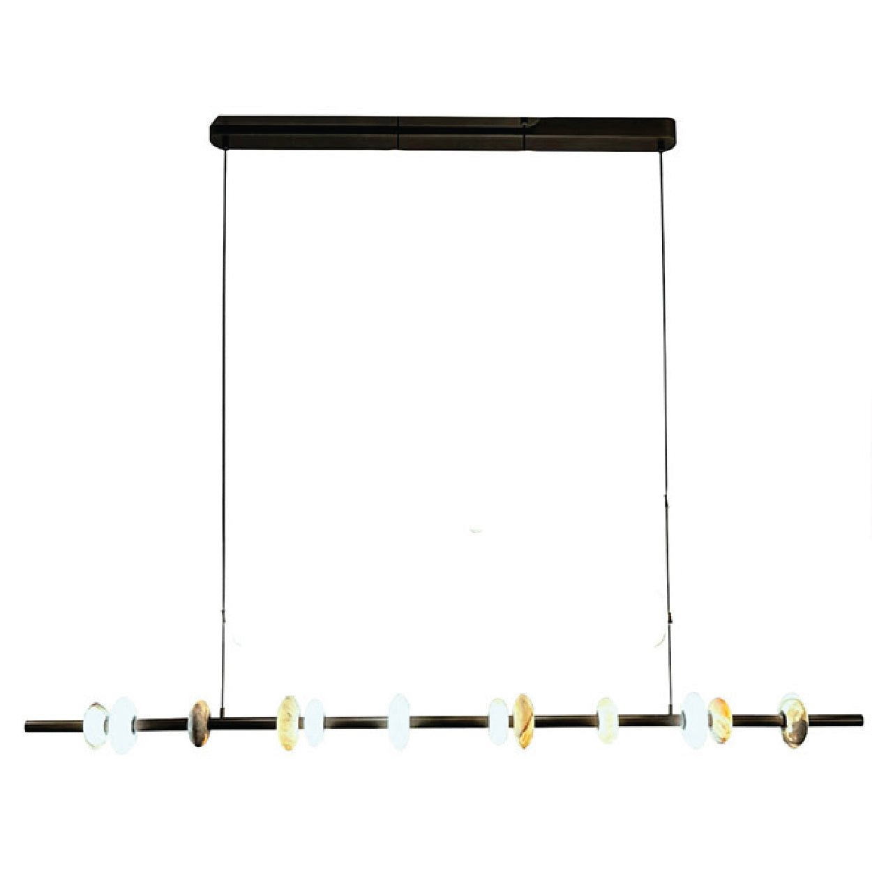 Hoops Pendant Light in Antique Brass, Brass or Black with Marble Details | Lighting Creations