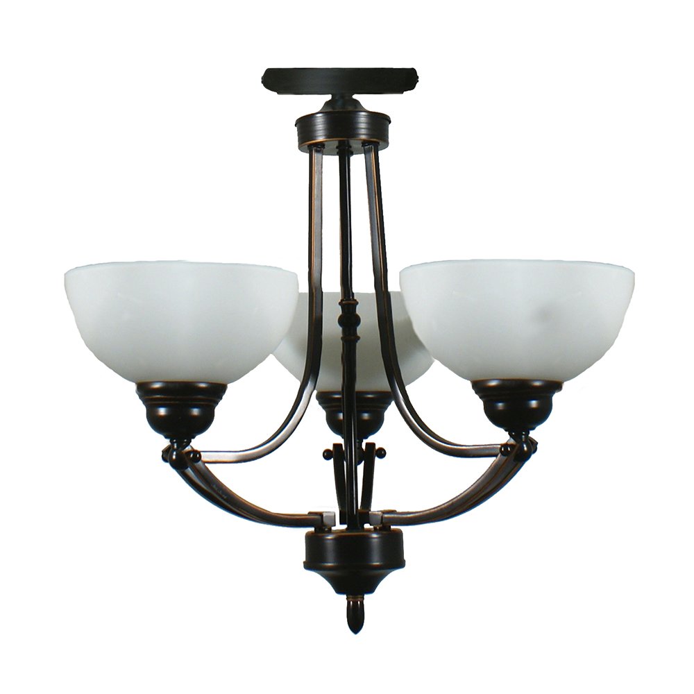 HOUSTON 3 Light Semi Flush Chrome or Bronze with opal matt glassware Pendant Light - Mases LightingLode Lighting