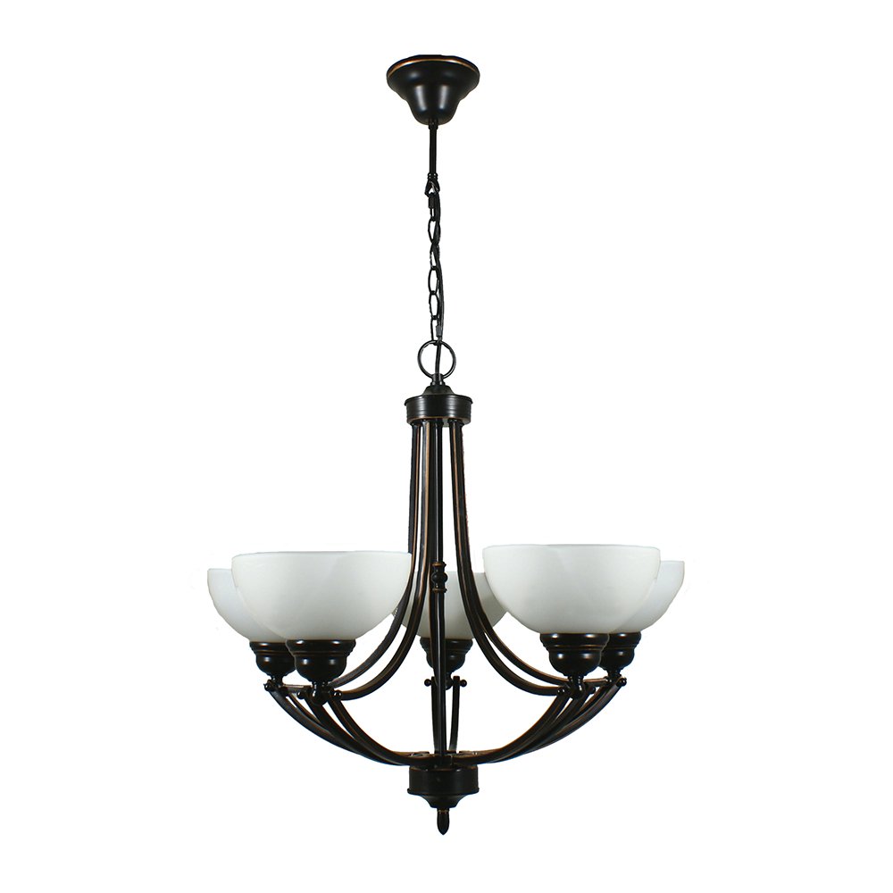 HOUSTON 5 Light Chrome or Bronze with opal matt glassware Pendant Light - Mases LightingLode Lighting