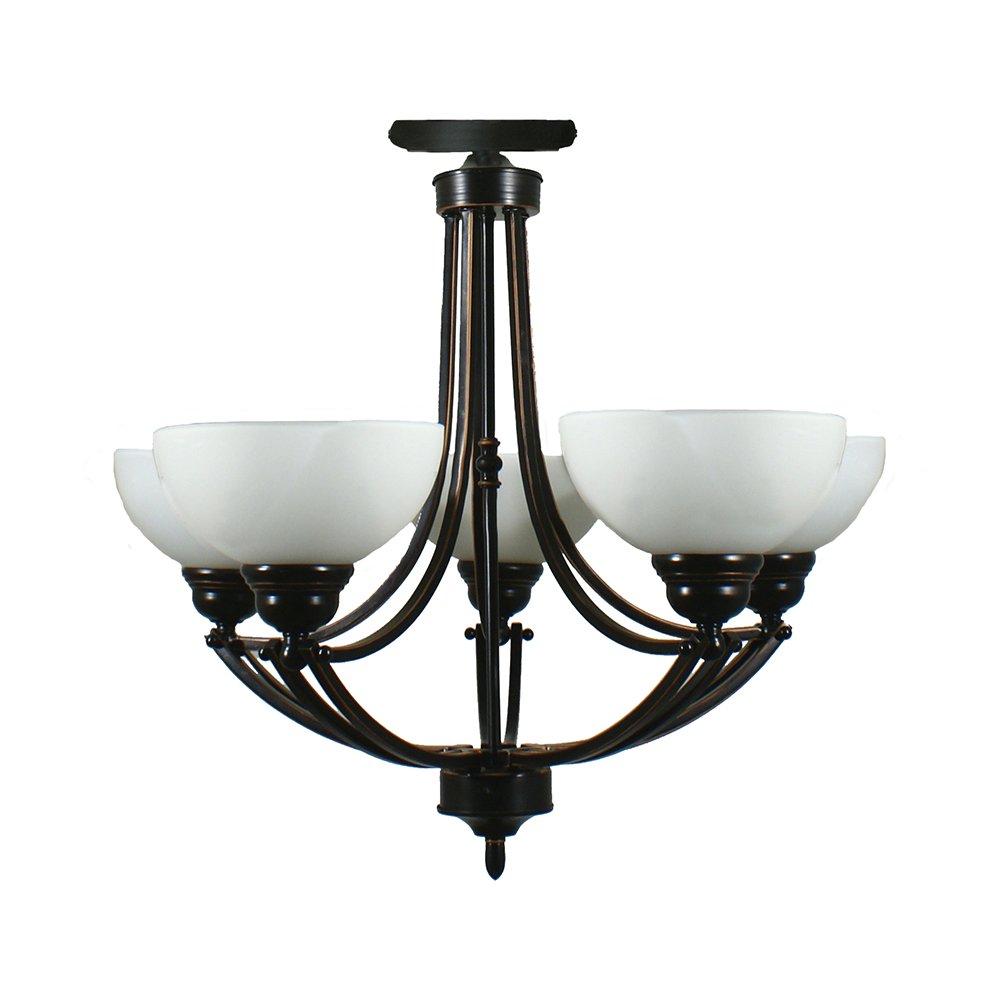 HOUSTON 5 Light Semi Flush Chrome or Bronze with opal matt glassware Pendant Light - Mases LightingLode Lighting