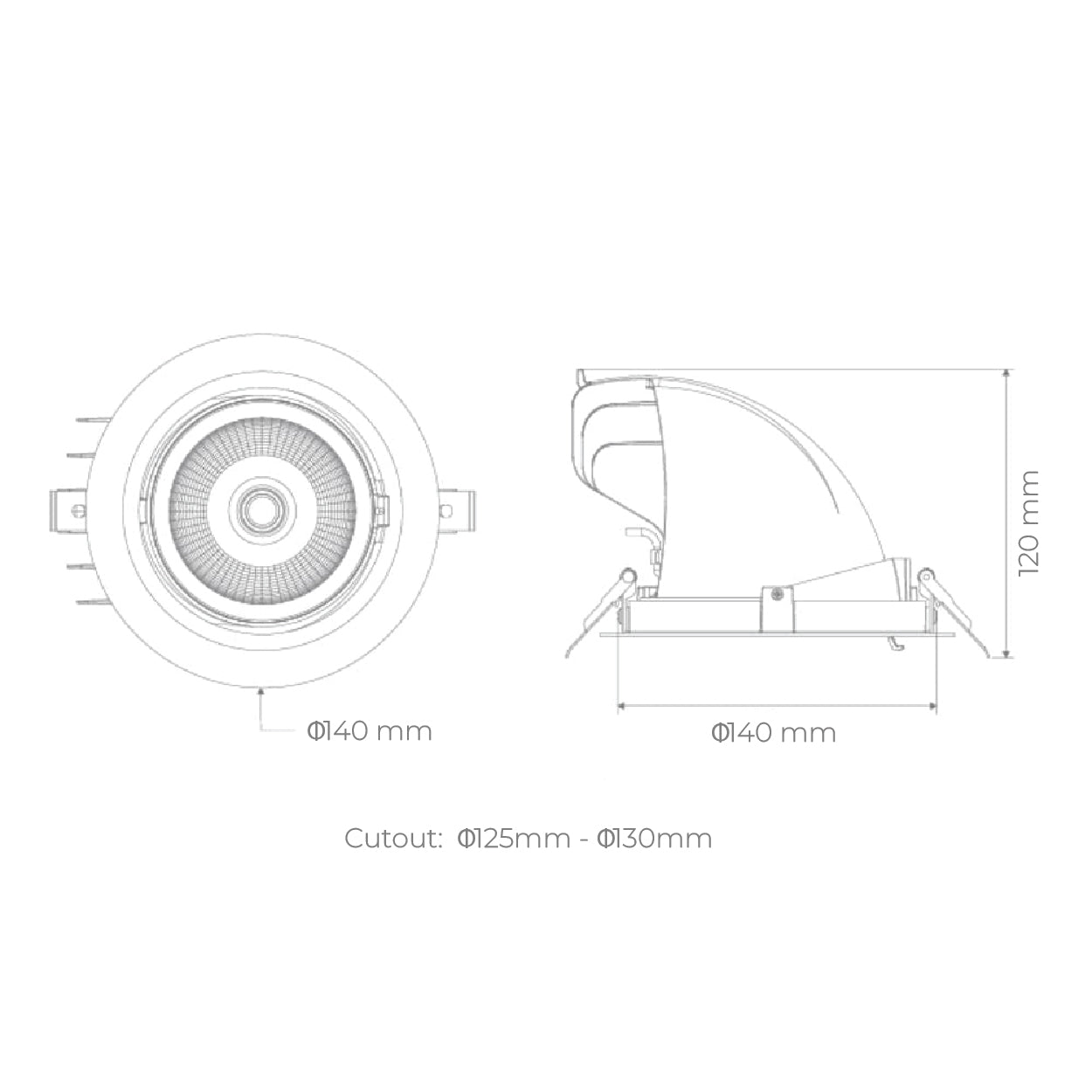 Infinite 112 20W Tri-Colour Adjustable LED Downlight 140mm cut out