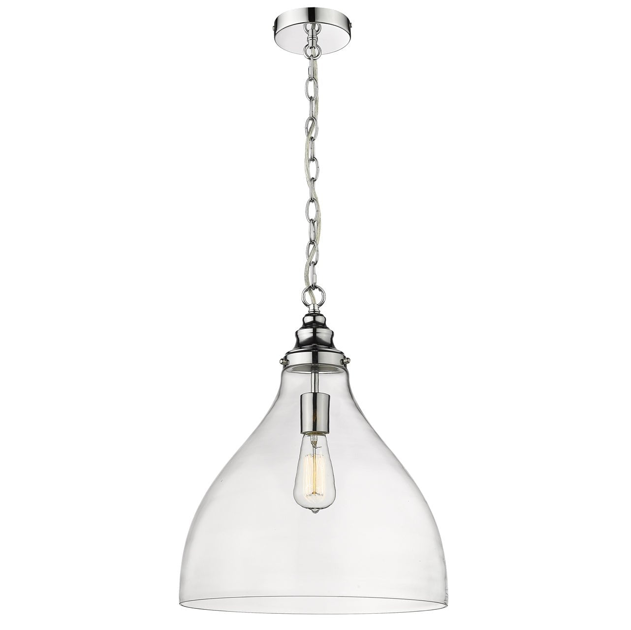 KEYS 1 Light Small or Large Chrome/Clear Pendant Light - Mases LightingLode Lighting