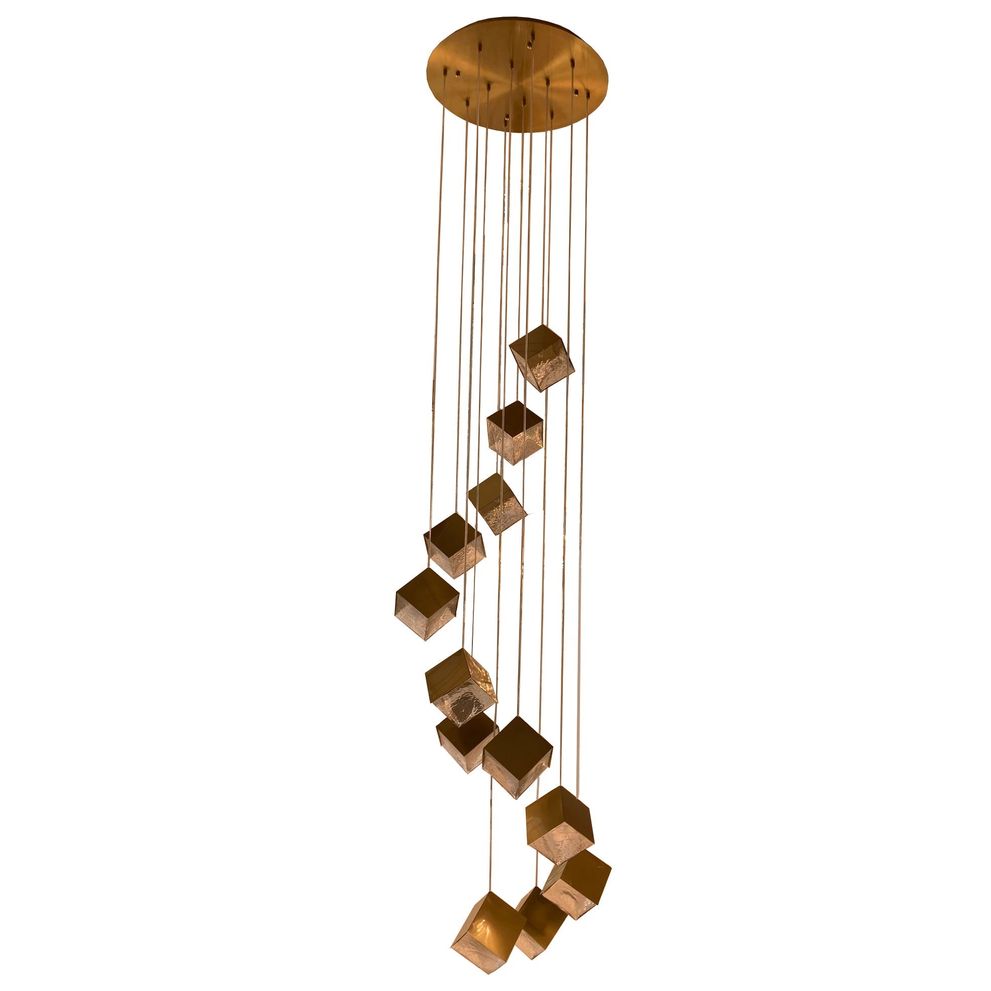 KUBO 12 Light Pendant Light in Black and Gold