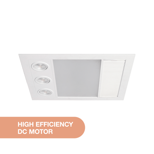 Linux Mini DC – 3 in 1 Bathroom Heater and Exhaust Fan with Tricolour LED Light - Mases LightingMartec