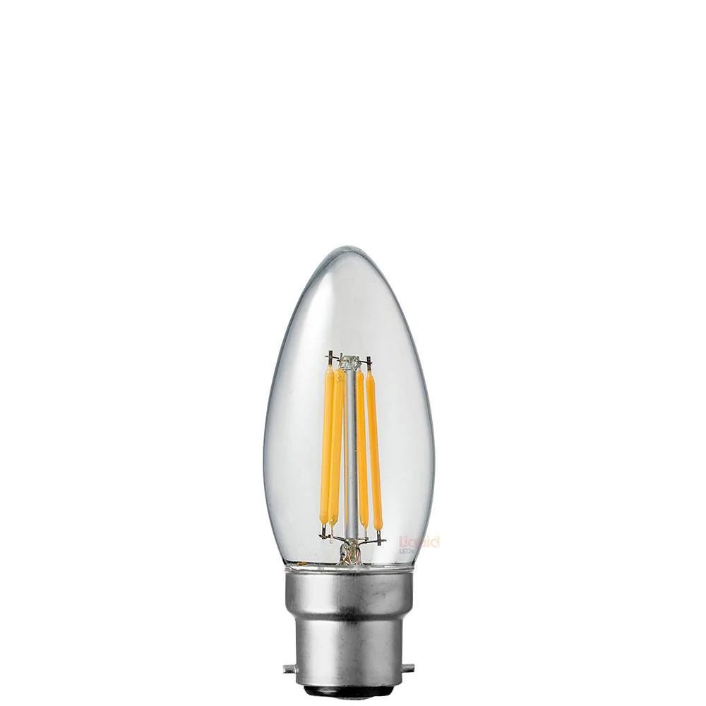 Liquid LEDs 4W 12 Volt DC Candle LED Bulb B22 Clear in Warm White - Mases LightingLiquid LEDs