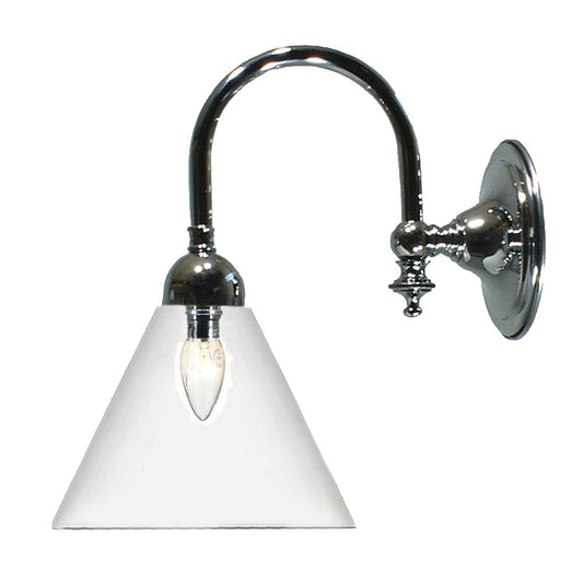 LOXTON 1 Light Clear or Frost Glass Wall Light - Chrome or Brass - Mases LightingLode Lighting