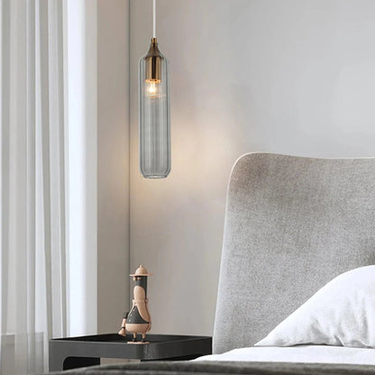 Manga Glass Cylinder Pendant Light in Smokey Black, Green, Blue, Amber, Clear - Mases LightingCLA