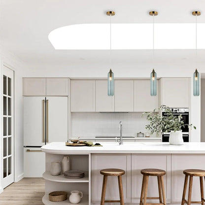 Manga Glass Cylinder Pendant Light in Smokey Black, Green, Blue, Amber, Clear - Mases LightingCLA