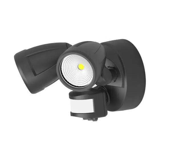 Martec Bandit tri-colour LED security light, double head with sensor, black — Martec
