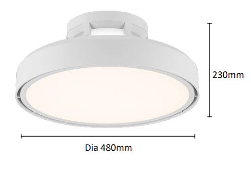 Martec Fantom DC 480mm Bladeless Smart Close to Ceiling Fan White with Dimmable CCT LED Light