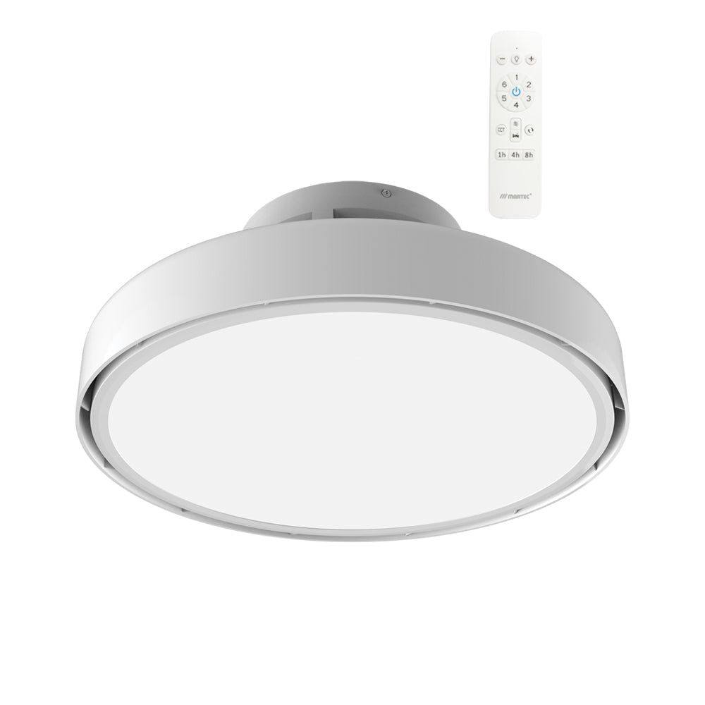 Martec Fantom DC 480mm bladeless smart ceiling fan in white with dimmable LED — Martec