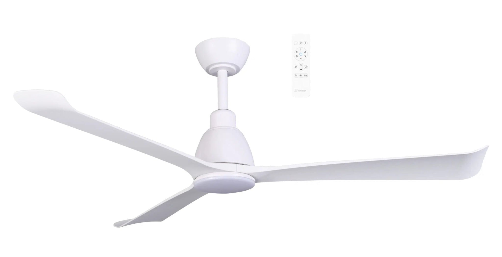 Martec Polo 52" DC Smart Ceiling Fan with Remote Control With Dimmable LED Light - Matt White, Matt White/Walnut or Nickel/Driftwood - Mases LightingMartec