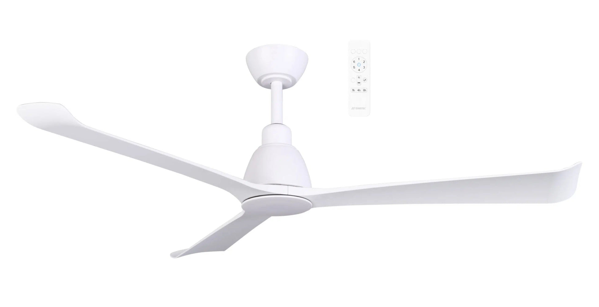 Martec Polo 52" DC Smart Ceiling Fan with Remote Control Without Light - Matt White, Matt White/Walnut or Nickel/Driftwood - Mases LightingMartec