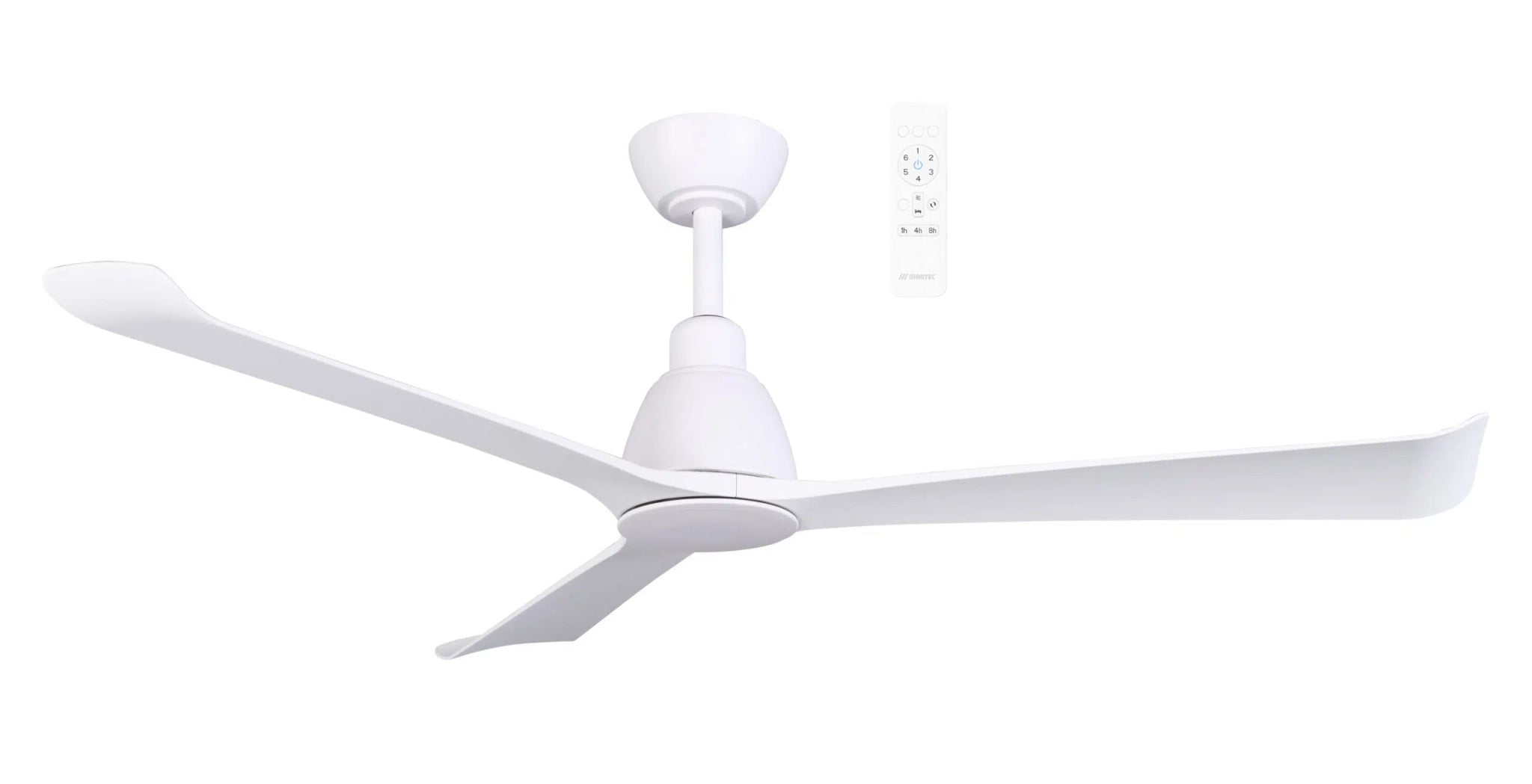 Martec Polo 52" DC Smart Ceiling Fan with Remote Control Without Light - Matt White, Matt White/Walnut or Nickel/Driftwood - Mases LightingMartec