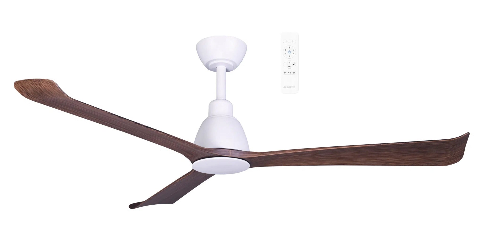 Martec Polo 52" DC Smart Ceiling Fan with Remote Control Without Light - Matt White, Matt White/Walnut or Nickel/Driftwood