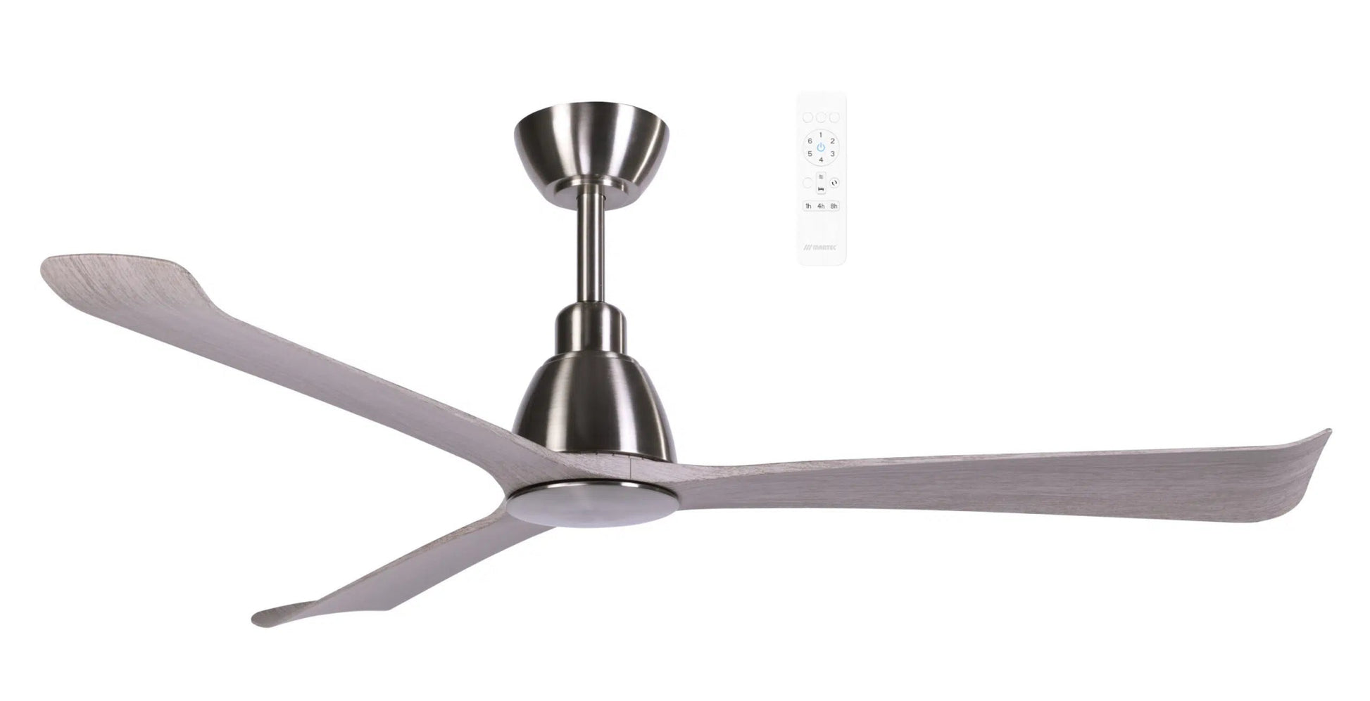 Martec Polo 52" DC Smart Ceiling Fan with Remote Control Without Light - Matt White, Matt White/Walnut or Nickel/Driftwood - Mases LightingMartec