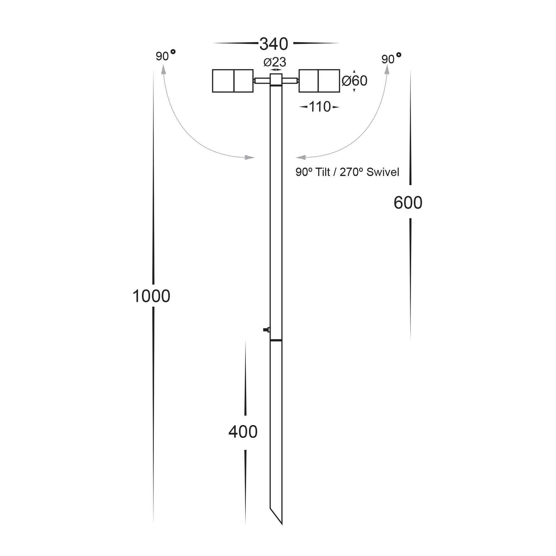 Matt Black Double Adjustable LED Spike Light Havit Lighting - HV1425T