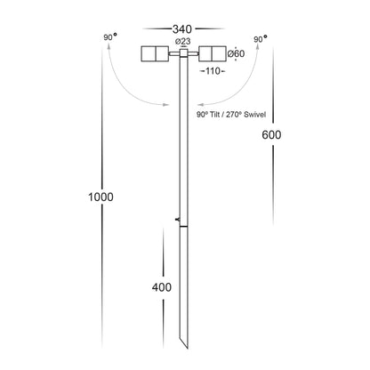 Matt Black Double Adjustable LED Spike Light Havit Lighting - HV1425T - Mases LightingHavit Lighting