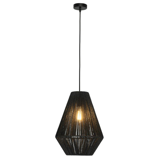 Mercator Hobart 1Lt Pendant Light - Black/Natural - Mases LightingMercator