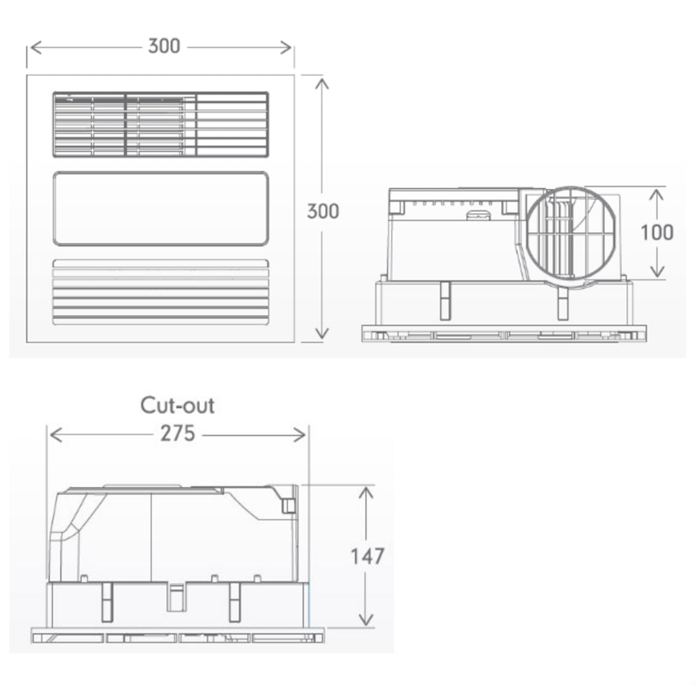 Mercator Mercury Lite 3 in 1 Exhaust Fan with Heat and CCT LED Light – (White)