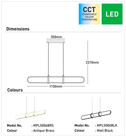 Modern LED Pendant Light CCT 30w Black, Brass - Mases LightingMercator